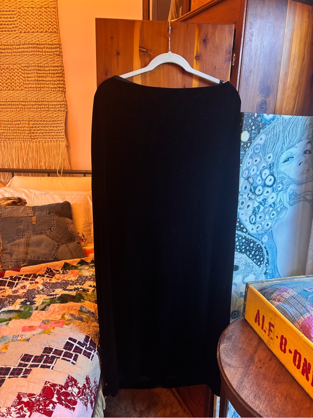 Alex Evenings Black Velvet Maxi Skirt
